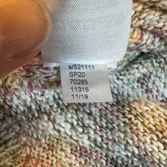 Loft Multicolored Pastel Crew Neck Button Front Career Wear Cardigan Size M - Picture 6 of 8